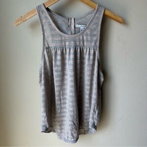 American Eagle striped tan with silver zip back tank